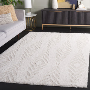 Safavieh Rumi Shag Area Rug - Luxurious Geometric Design For Modern Homes, Soft Texture, Durable & Elegant Ivory ,Light Beige Polyester Rms126a-28