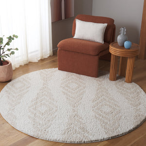 Safavieh Rumi Shag Area Rug - Luxurious Geometric Design For Modern Homes, Soft Texture, Durable & Elegant Ivory ,Light Beige Polyester Rms126a-28