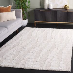 Safavieh Rumi Shag Area Rug - Luxurious Plush Comfort With Elegant Cobblestone Design For Timeless Décor Ivory ,Light Beige Polyester Rms128a-7r
