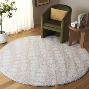 Safavieh Rumi Shag Area Rug - Luxurious Plush Comfort With Elegant Cobblestone Design For Timeless Décor Ivory ,Light Beige Polyester Rms128a-7r