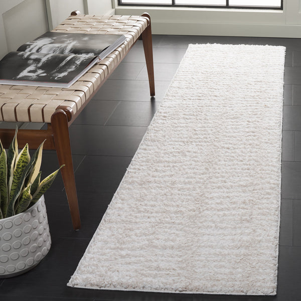Safavieh Rumi Plush Shag Runner In Ivory Light Beige — High-Pile Flokati Texture, Durable Jute Backing, Cozy Elegance 2'-2" x 7'-0" RMS130A-27