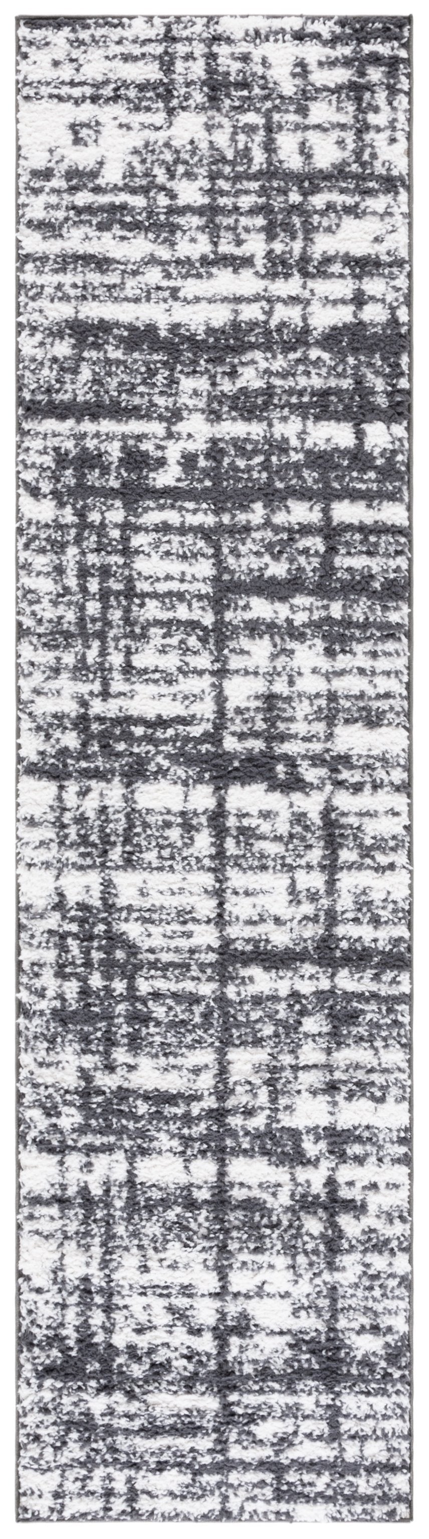 Safavieh Rumi Shag Runner Rug - Luxurious Plush Texture For Timeless Elegance And Cozy Sophistication Charcoal ,Ivory Polyester Rms132h-7sq