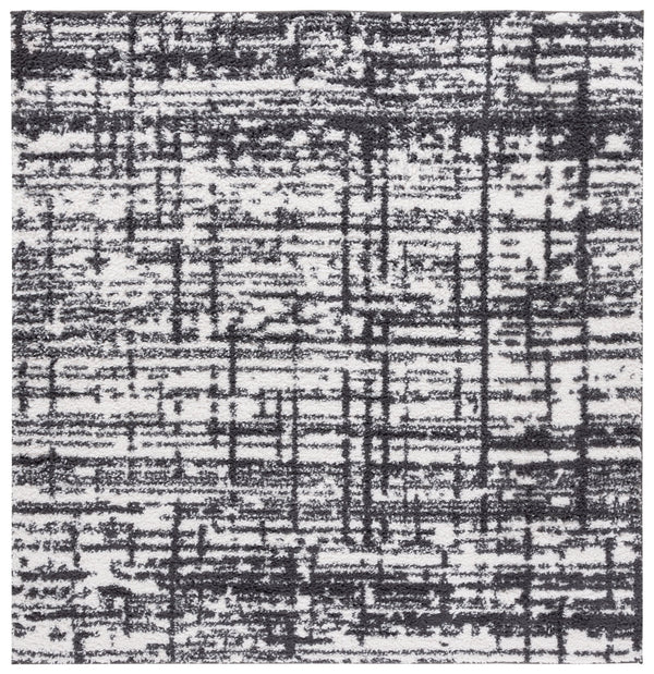 Safavieh Rumi Shag Runner Rug - Luxurious Plush Texture For Timeless Elegance And Cozy Sophistication Charcoal ,Ivory Polyester Rms132h-7sq