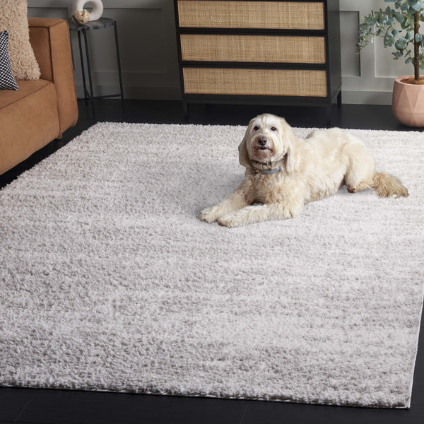 Safavieh Rumi Luxurious 6'7" X 8'7" Grey/Ivory Power Loomed Area Rug - Elegant Shag For Chic Spaces Grey ,Ivory Polyester Rms134f-6
