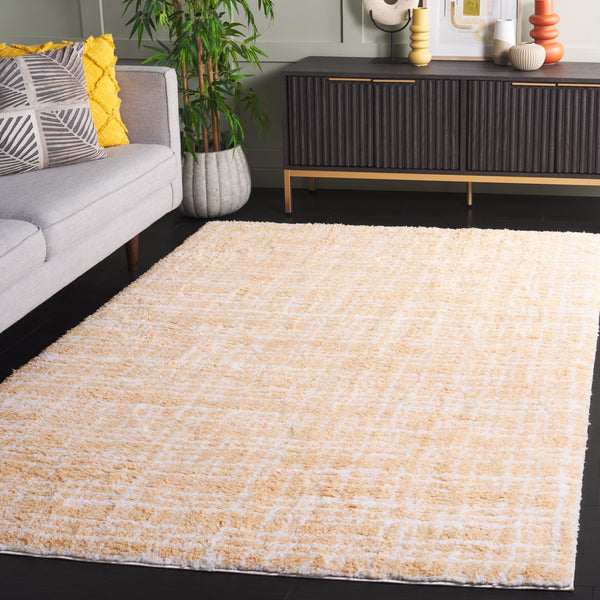 Safavieh Rumi Shag Area Rug - Luxurious Gold And Ivory Texture For Elegant Home Décor, Perfect For Any Space Gold ,Ivory Polyester Rms136d-28