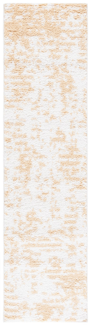 Safavieh Rumi Shag Area Rug: Luxurious Plush Comfort With Abstract Gold & Ivory Design For Elegant Spaces Gold ,Ivory Polyester Rms138d-8