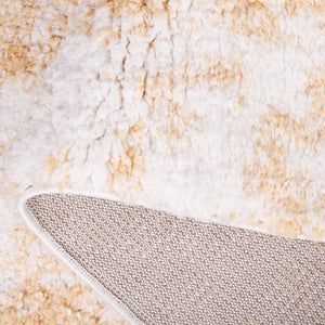 Safavieh Rumi Shag Area Rug: Luxurious Plush Comfort With Abstract Gold & Ivory Design For Elegant Spaces Gold ,Ivory Polyester Rms138d-8