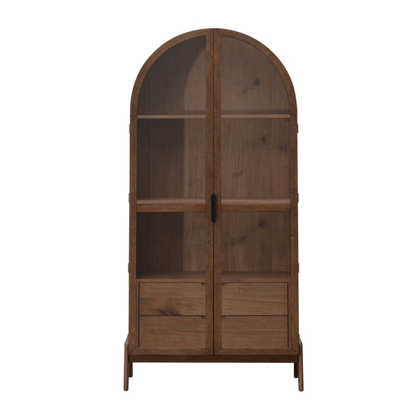 Lh Imports Remix Display Cabinet - Elevate Your Home Décor With A Stylish And Functional Showcase Solution! Brown Mdf,Plywood,Lvl,Acacia Veneer,Tempered Glass Rmt015-ebr