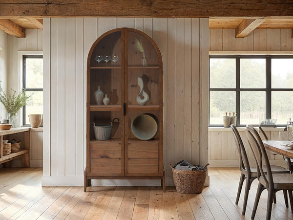 Lh Imports Remix Display Cabinet - Elevate Your Home Décor With A Stylish And Functional Showcase Solution! Brown Mdf,Plywood,Lvl,Acacia Veneer,Tempered Glass Rmt015-ebr