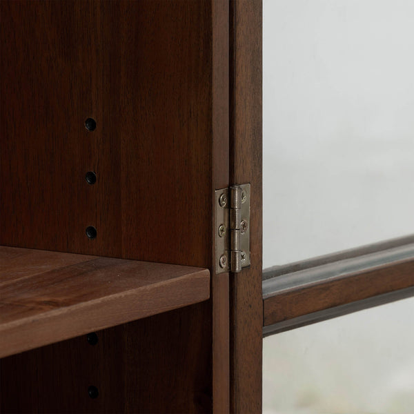 Lh Imports Remix Display Cabinet - Elevate Your Home Décor With A Stylish And Functional Showcase Solution! Brown Mdf,Plywood,Lvl,Acacia Veneer,Tempered Glass Rmt015-ebr