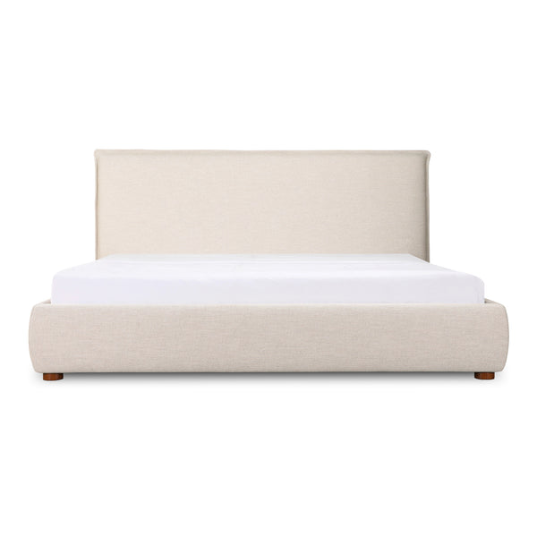 Moe's Home Luzon Bed - Timeless Upholstered Design With Padded Headboard For Ultimate Comfort And Support  Upholstery, 
80% Polyester,20% Linen,Solid Pine Frame Rn-1129-34-0