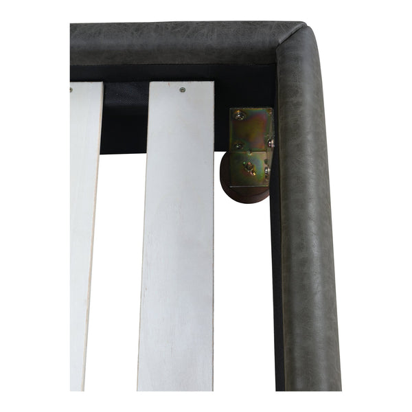 Moe's Home Luzon Vegan Leather Bed With Padded Headboard - Stylish, Durable Design For Ultimate Comfort Grey Upholstery, Pvc ,Vegan Leather,Solid Pine Frame Rn-1130-07-0