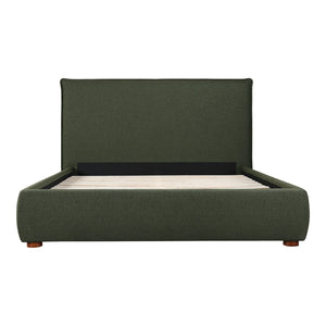 Moe's Home Luzon Bed - Timeless Upholstered Design With Padded Headboard For Ultimate Comfort And Support Green Upholstery, 
80% Polyester,20% Linen,Solid Pine Frame Rn-1130-27-0