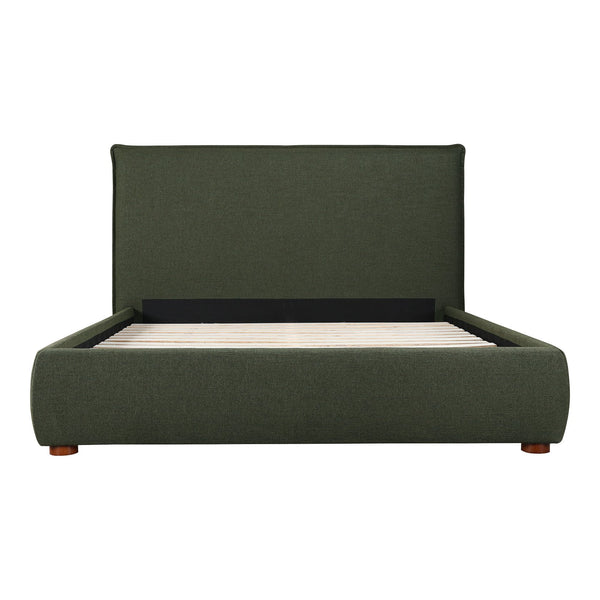 Moe's Home Luzon Bed - Timeless Upholstered Design With Padded Headboard For Ultimate Comfort And Support Green Upholstery, 
80% Polyester,20% Linen,Solid Pine Frame Rn-1130-27-0