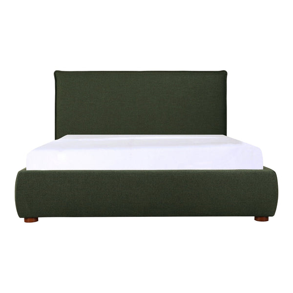 Moe's Home Luzon Bed - Timeless Upholstered Design With Padded Headboard For Ultimate Comfort And Support Green Upholstery, 
80% Polyester,20% Linen,Solid Pine Frame Rn-1130-27-0