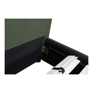 Moe's Home Luzon Bed - Timeless Upholstered Design With Padded Headboard For Ultimate Comfort And Support Green Upholstery, 
80% Polyester,20% Linen,Solid Pine Frame Rn-1130-27-0