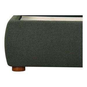 Moe's Home Luzon Bed - Timeless Upholstered Design With Padded Headboard For Ultimate Comfort And Support Green Upholstery, 
80% Polyester,20% Linen,Solid Pine Frame Rn-1130-27-0