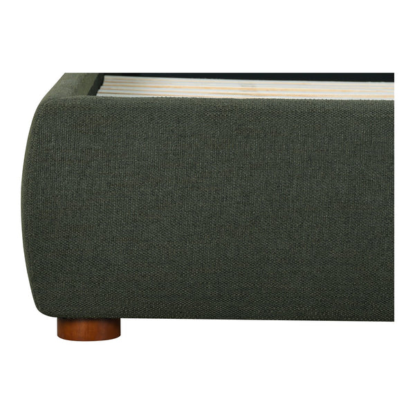 Moe's Home Luzon Bed - Timeless Upholstered Design With Padded Headboard For Ultimate Comfort And Support Green Upholstery, 
80% Polyester,20% Linen,Solid Pine Frame Rn-1130-27-0
