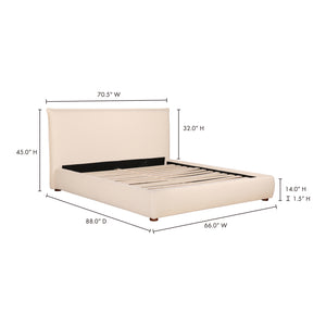 Moe's Home Recharge Queen Bed - Elegant Cream Boucle Upholstered Design For Ultimate Comfort And Relaxation White Upholstery, 54% Polyester,46% Acrylic Boucle Fabric,Solid Pine Frame Rn-1142-18-0