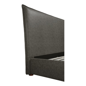 Moe's Home Luzon Stylish Tall Headboard Bed In Soft Vegan Leather - Timeless Design & Solid Wood Frame Grey Upholstery, Pvc ,Vegan Leather,Solid Pine Frame Rn-1148-07-0