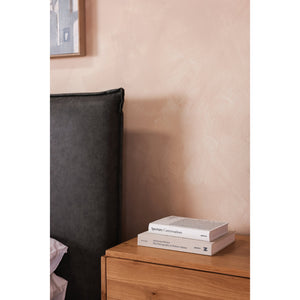 Moe's Home Luzon Stylish Tall Headboard Bed In Soft Vegan Leather - Timeless Design & Solid Wood Frame Grey Upholstery, Pvc ,Vegan Leather,Solid Pine Frame Rn-1148-07-0