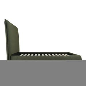 Moe's Home Luzon Bed With Tall Foam-padded Headboard - Soft Linen Blend Upholstery And Solid Pine Frame Green Upholstery, 
80% Polyester,20% Linen,Solid Pine Frame Rn-1149-27-0