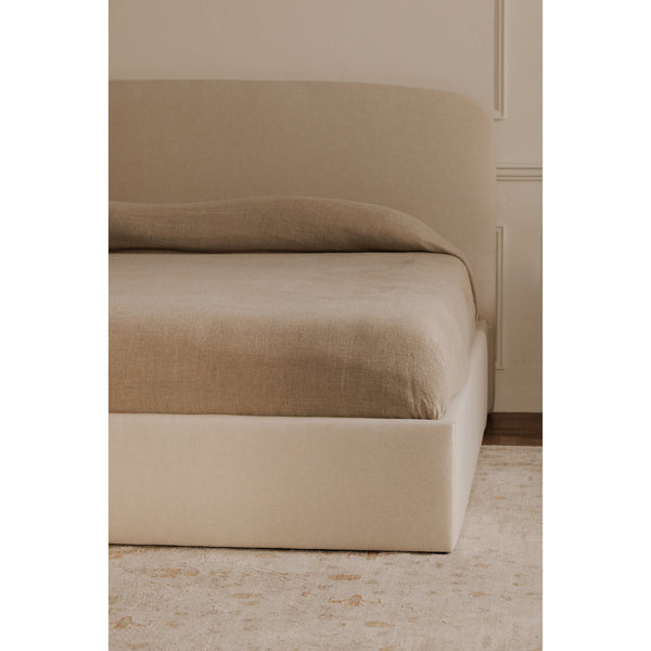Moe's Home Joan Storage Bed: Stylish Upholstered Frame With Hidden Compartment And Easy-clean Slipcover Design White Upholstery, 100% Polyester,Solid Wood,Plywood And Mdf Construction Rn-1150-05-0