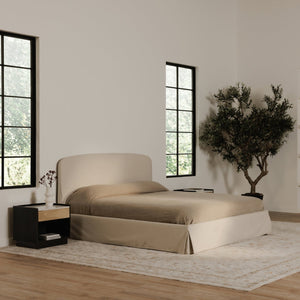 Moe's Home Joan Storage Bed: Stylish Upholstered Frame With Hidden Compartment And Easy-clean Slipcover Design White Upholstery, 100% Polyester,Solid Wood,Plywood And Mdf Construction Rn-1150-05-0