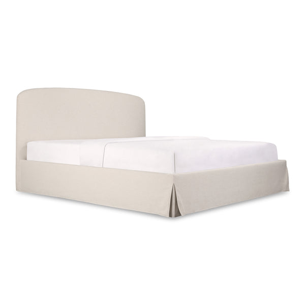 Moe's Home Joan Storage Bed: Stylish Upholstered Frame With Hidden Compartment And Easy-clean Slipcover Design White Upholstery, 100% Polyester,Solid Wood,Plywood And Mdf Construction Rn-1150-05-0