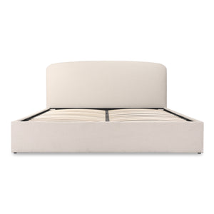 Moe's Home Joan Storage Bed: Stylish Upholstered Frame With Hidden Compartment And Easy-clean Slipcover Design White Upholstery, 100% Polyester,Solid Wood,Plywood And Mdf Construction Rn-1150-05-0