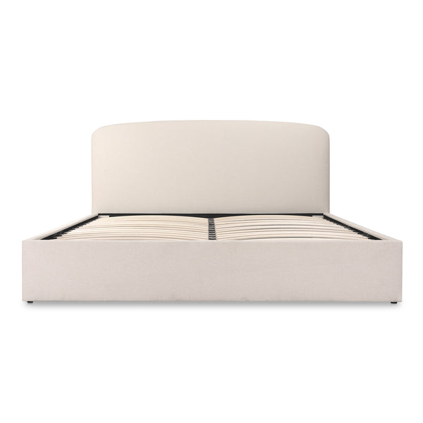 Moe's Home Joan Storage Bed: Stylish Upholstered Frame With Hidden Compartment And Easy-clean Slipcover Design White Upholstery, 100% Polyester,Solid Wood,Plywood And Mdf Construction Rn-1150-05-0