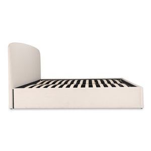 Moe's Home Joan Storage Bed: Stylish Upholstered Frame With Hidden Compartment And Easy-clean Slipcover Design White Upholstery, 100% Polyester,Solid Wood,Plywood And Mdf Construction Rn-1150-05-0