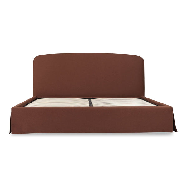 Moe's Home Joan Storage Bed: Stylish Upholstered Frame With Hidden Compartment And Easy-clean Slipcover Design Brown Upholstery, 100% Polyester,Solid Wood,Plywood And Mdf Construction Rn-1151-03-0