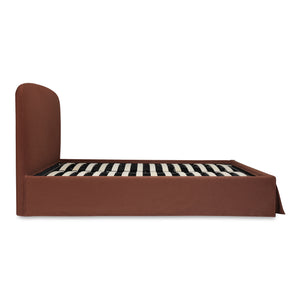 Moe's Home Joan Storage Bed: Stylish Upholstered Frame With Hidden Compartment And Easy-clean Slipcover Design Brown Upholstery, 100% Polyester,Solid Wood,Plywood And Mdf Construction Rn-1151-03-0