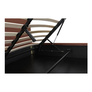 Moe's Home Joan Storage Bed: Stylish Upholstered Frame With Hidden Compartment And Easy-clean Slipcover Design Brown Upholstery, 100% Polyester,Solid Wood,Plywood And Mdf Construction Rn-1151-03-0