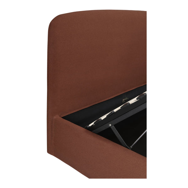 Moe's Home Joan Storage Bed: Stylish Upholstered Frame With Hidden Compartment And Easy-clean Slipcover Design Brown Upholstery, 100% Polyester,Solid Wood,Plywood And Mdf Construction Rn-1151-03-0