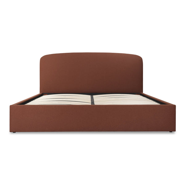 Moe's Home Joan Storage Bed: Stylish Upholstered Frame With Hidden Compartment And Easy-clean Slipcover Design Brown Upholstery, 100% Polyester,Solid Wood,Plywood And Mdf Construction Rn-1151-03-0