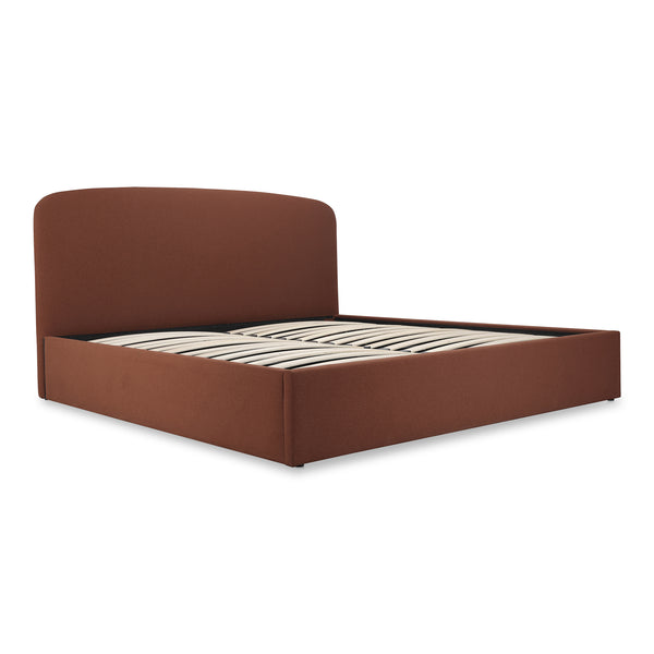 Moe's Home Joan Storage Bed: Stylish Upholstered Frame With Hidden Compartment And Easy-clean Slipcover Design Brown Upholstery, 100% Polyester,Solid Wood,Plywood And Mdf Construction Rn-1151-03-0
