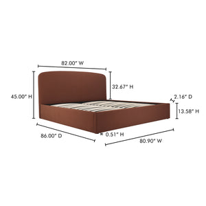 Moe's Home Joan Storage Bed: Stylish Upholstered Frame With Hidden Compartment And Easy-clean Slipcover Design Brown Upholstery, 100% Polyester,Solid Wood,Plywood And Mdf Construction Rn-1151-03-0