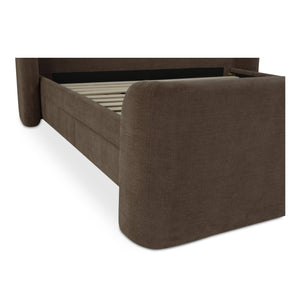 Moe's Home Sophia Storage Bed - Elevate Your Sleep Experience With Cozy Comfort And Stylish Storage Solutions Brown Upholstery, 100% Polyester,Solid Wood,Plywood And Mdf Rn-1152-03-0
