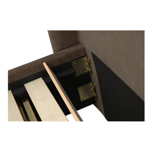 Moe's Home Sophia Storage Bed - Elevate Your Sleep Experience With Cozy Comfort And Stylish Storage Solutions Brown Upholstery, 100% Polyester,Solid Wood,Plywood And Mdf Rn-1152-03-0