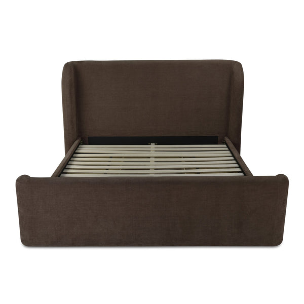 Moe's Home Sophia Storage Bed - Elevate Your Sleep Experience With Cozy Comfort And Stylish Storage Solutions Brown Upholstery, 100% Polyester,Solid Wood,Plywood And Mdf Rn-1152-03-0