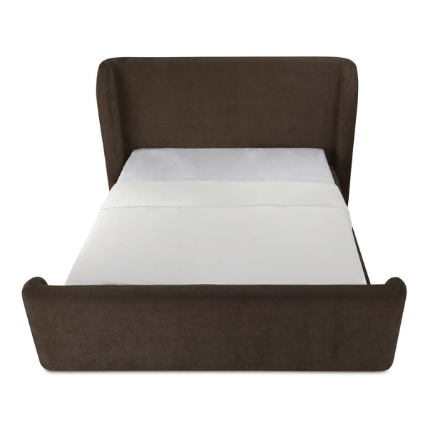 Moe's Home Sophia Storage Bed - Elevate Your Sleep Experience With Cozy Comfort And Stylish Storage Solutions Brown Upholstery, 100% Polyester,Solid Wood,Plywood And Mdf Rn-1152-03-0