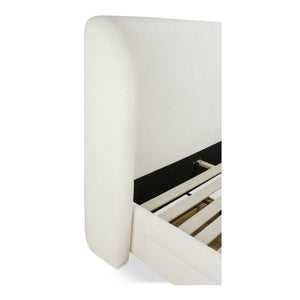 Moe's Home Sophia Storage Bed - Elevate Your Sleep Experience With Cozy Comfort And Stylish Storage Solutions White Upholstery, 50% Recycled Polyester 50%Polyester,Solid Wood,Plywood And Mdf Rn-1152-05-0