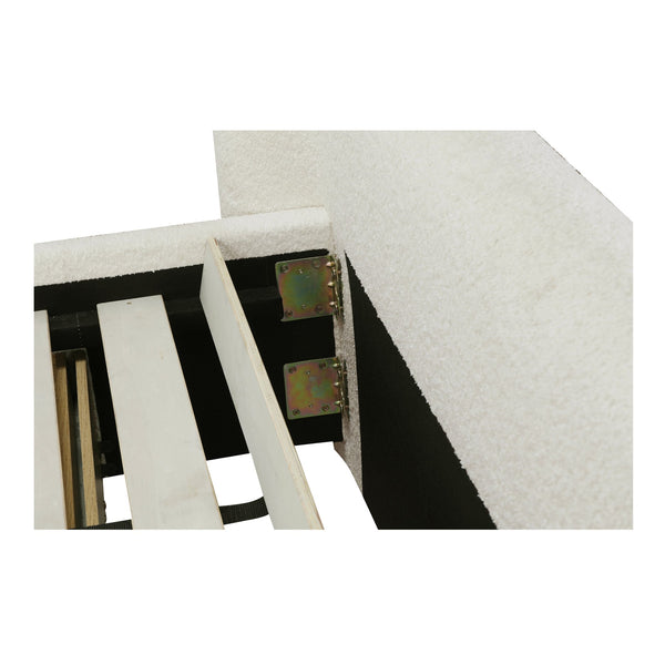 Moe's Home Sophia Storage Bed - Elevate Your Sleep Experience With Cozy Comfort And Stylish Storage Solutions White Upholstery, 50% Recycled Polyester 50%Polyester,Solid Wood,Plywood And Mdf Rn-1152-05-0