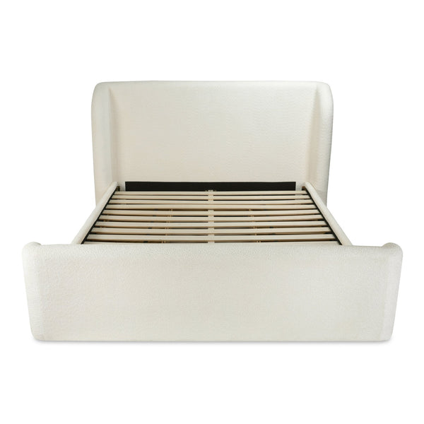 Moe's Home Sophia Storage Bed - Elevate Your Sleep Experience With Cozy Comfort And Stylish Storage Solutions White Upholstery, 50% Recycled Polyester 50%Polyester,Solid Wood,Plywood And Mdf Rn-1152-05-0