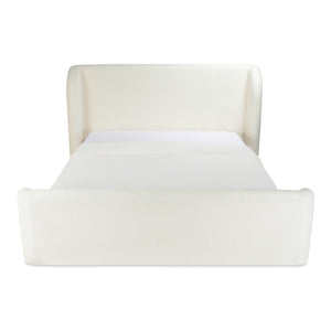 Moe's Home Sophia Storage Bed - Elevate Your Sleep Experience With Cozy Comfort And Stylish Storage Solutions White Upholstery, 50% Recycled Polyester 50%Polyester,Solid Wood,Plywood And Mdf Rn-1152-05-0