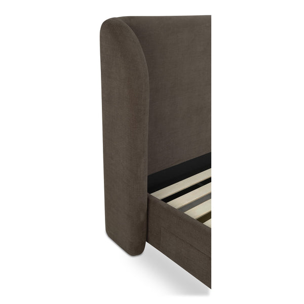 Moe's Home Sophia Storage Bed - Elevate Your Sleep Experience With Cozy Comfort And Stylish Storage Solutions Brown Upholstery, 100% Polyester,Solid Wood,Plywood And Mdf Rn-1153-03-0