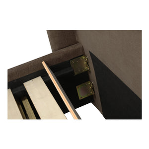 Moe's Home Sophia Storage Bed - Elevate Your Sleep Experience With Cozy Comfort And Stylish Storage Solutions Brown Upholstery, 100% Polyester,Solid Wood,Plywood And Mdf Rn-1153-03-0