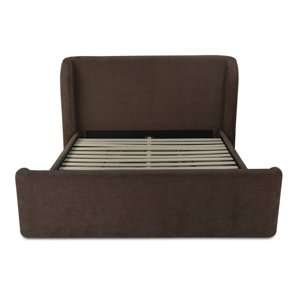 Moe's Home Sophia Storage Bed - Elevate Your Sleep Experience With Cozy Comfort And Stylish Storage Solutions Brown Upholstery, 100% Polyester,Solid Wood,Plywood And Mdf Rn-1153-03-0